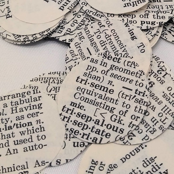Handmade Party Supplies Dictionary Confetti With Envelope Repurposed Book Pages Poshmark